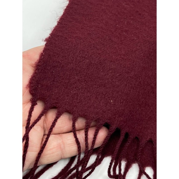Cashmere & Lambswool Burgundy Scarf Made in Scotland Fringe Trim 52" long maroon - Picture 3 of 6